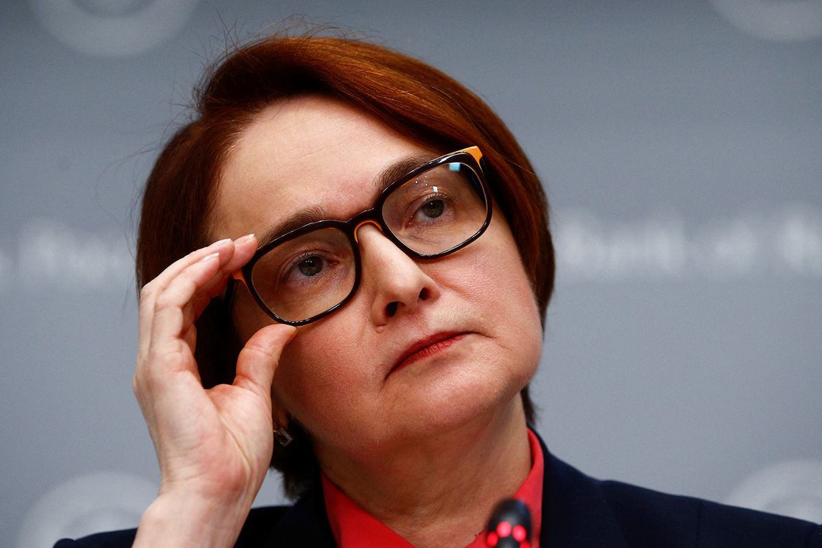 MOSCOW, RUSSIA - MARCH 22: Russian Central Bank Governor Elvira Nabiullina holds  a press conference in Moscow, Russia on March 22, 2019. Sefa Karacan / Anadolu Agency (Photo by SEFA KARACAN / ANADOLU AGENCY / Anadolu via AFP)