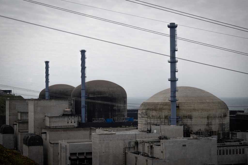 This photograph taken on April 25, 2024, shows the nuclear power plant of Flamanville, north-western France, as the Flamanville 3 nuclear power plant is ready to start. (Photo by Lou BENOIST / AFP)
