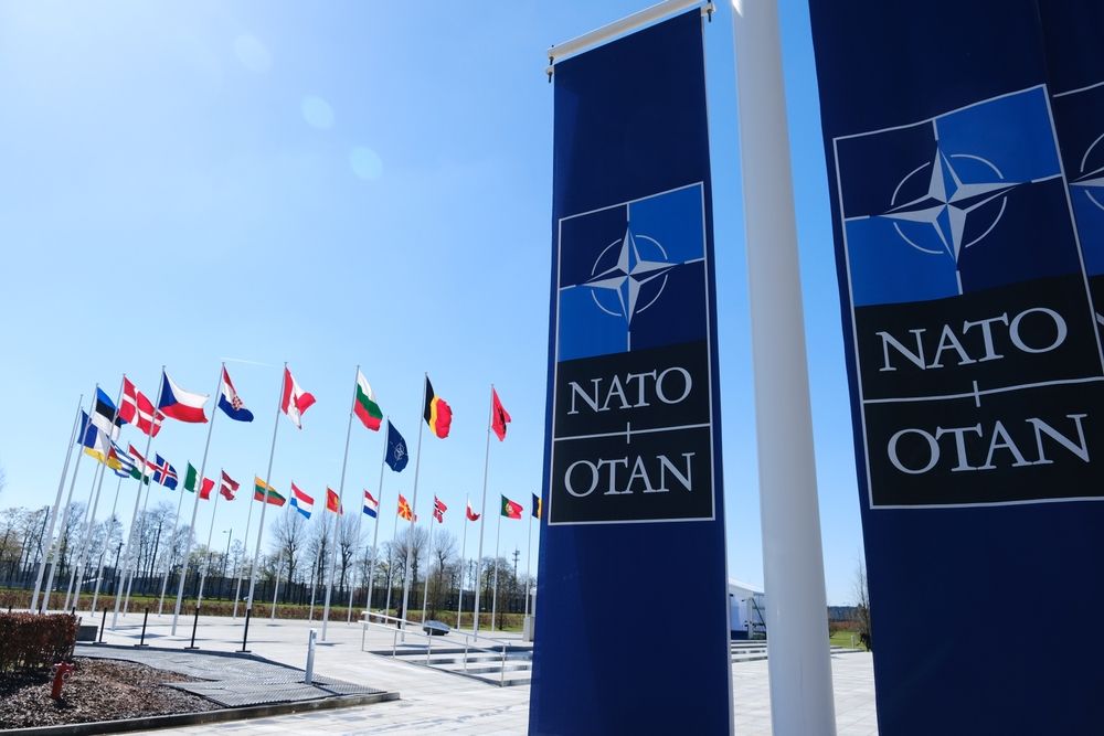 The,National,Flags,Of,Countries,Member,Of,The,Nato,Fly
