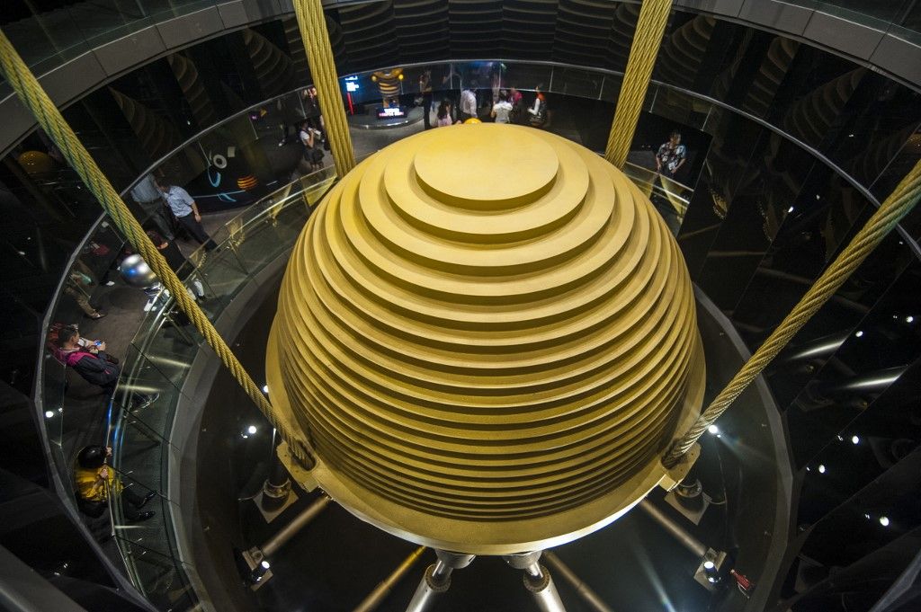 Giant tuned mass damper in the Taipei 101 Tower, Taipei, Taiwan, Asia
