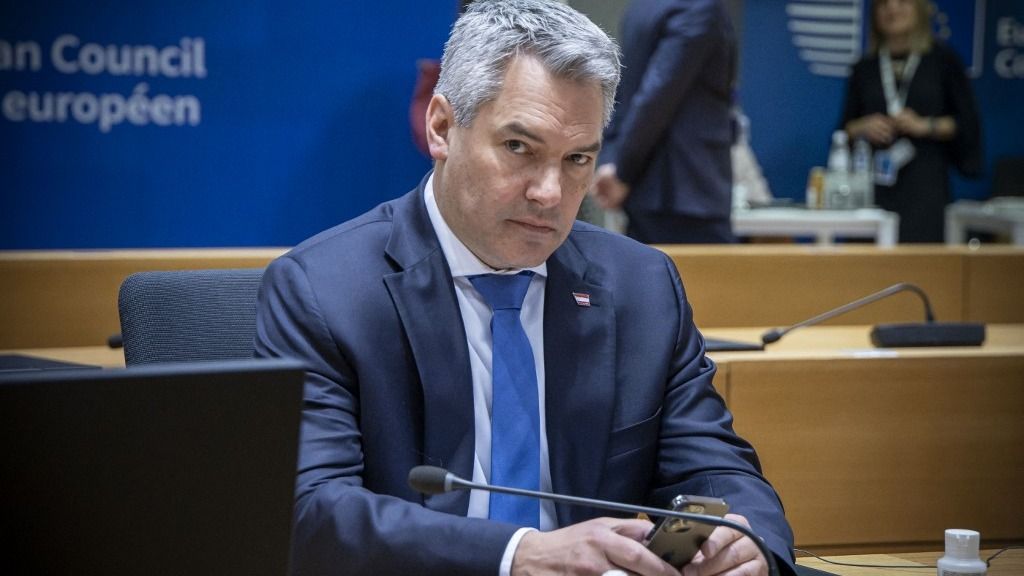 Chancellor Of Austria Karl Nehammer At The European Council Summit osztrák kancellár