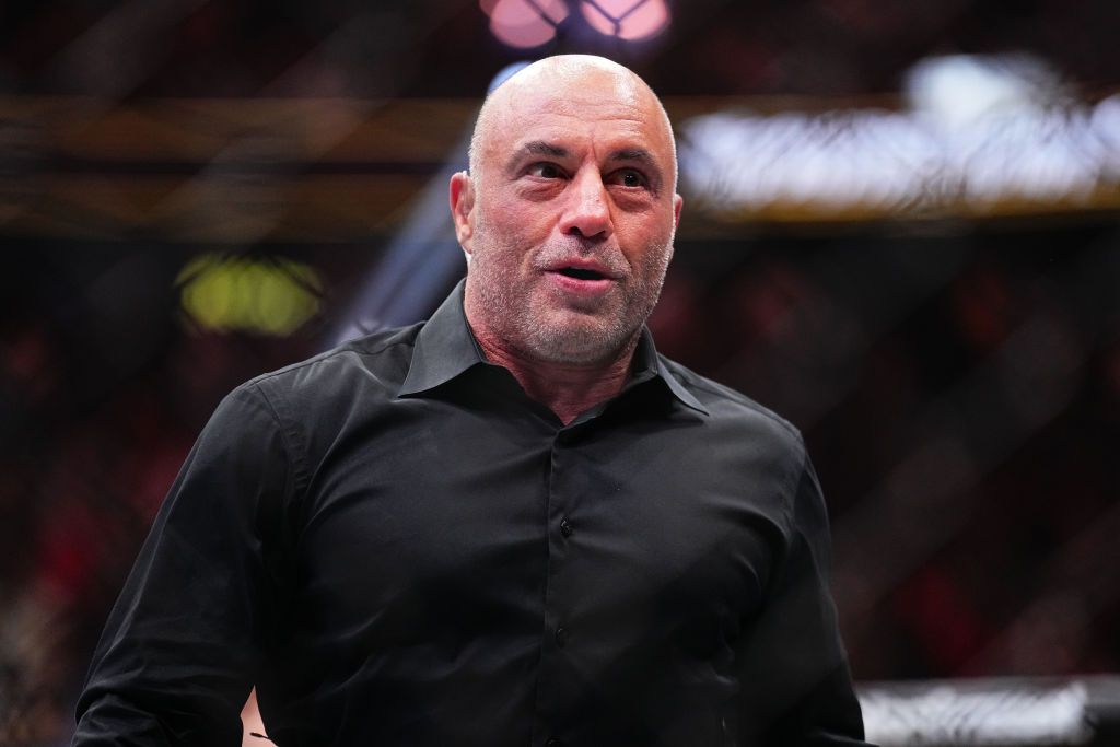Spotify 
UFC 300: Gaethje v HollowayLAS VEGAS, NEVADA - APRIL 13: Joe Rogan enters the Octagon in the BMF championship fight during the UFC 300 event at T-Mobile Arena on April 13, 2024 in Las Vegas, Nevada.  (Photo by Chris Unger/Zuffa LLC via Getty Images)