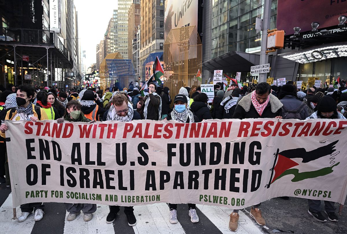 Pro-Palestinian demonstration in New York
az izraeli háború kitörése után fél évvel