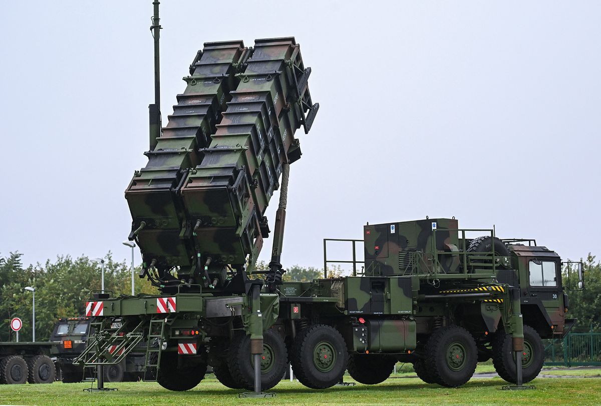 (FILES) A Patriot missile system is pictured during the German Chancellor's visit at the military part of the airport in Cologne-Wahn, western Germany, where he attended a demonstration of the German army's Homeland Defence Command, on October 23, 2023. Germany said on April 13, 2024 it will send an additional Patriot air defence system to Ukraine to bolster its hard-pressed military and help it fend off increased Russian aerial attacks. (Photo by Ina FASSBENDER / AFP)