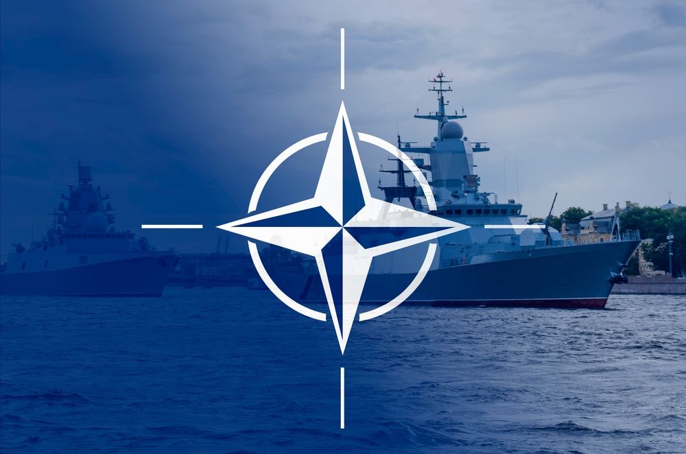 A,Nato,Warship,Sails,During,A,Nato,Operation,,The,Nato