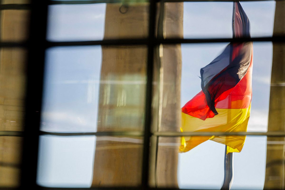 German flag
German flag and visitors at the German Bundestag, Berlin, April 11, 2024. (Photo by Ute Grabowsky / Photothek Media Lab / dpa Picture-Alliance via AFP)