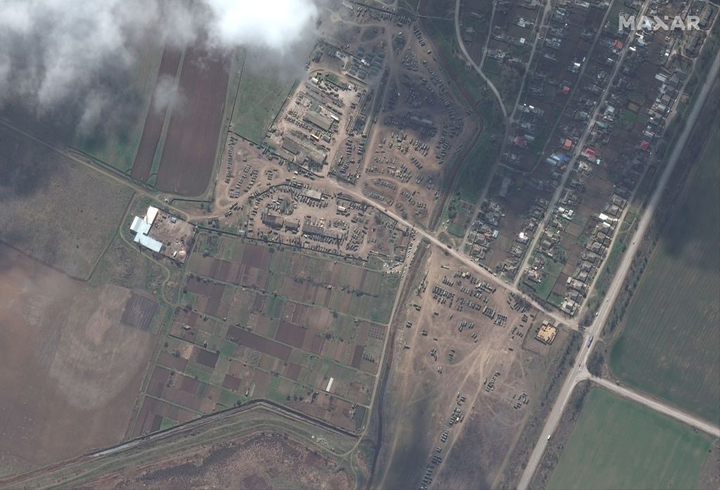 RUSSIANS INVADE UKRAINE -- APRIL 6, 2022:  15 Maxar satellite imagery overview of maintenanRUSSIANS INVADE UKRAINE -- APRIL 6, 2022:  15 Maxar satellite imagery overview of maintenance and resupply area in Dzhankoi, Crimea.  6april2022.  Please use: Satellite image (c) 2022 Maxar Technologies.ce and resupply area in Dzhankoi, Crimea.  6april2022.  Please use: Satellite image (c) 2022 Maxar Technologies. Krím
