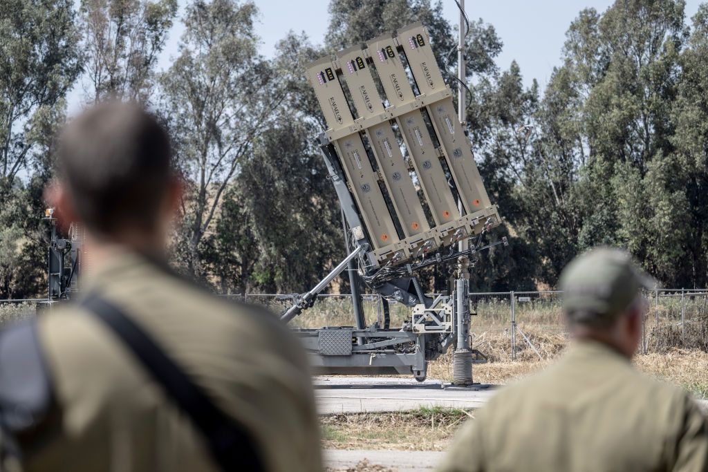 Israeli army's ''Iron Dome'' air defense system on display during press tourSDEROT, ISRAEL - APRIL 17: A view of the battery of Israeli army's ''Iron Dome'' air defense system, which is used in drone and missile attacks on Israel from Iran, during a press tour organized for journalists in Sderot, Israel on April 17, 2024. (Photo by Mostafa Alkharouf/Anadolu via Getty Images)