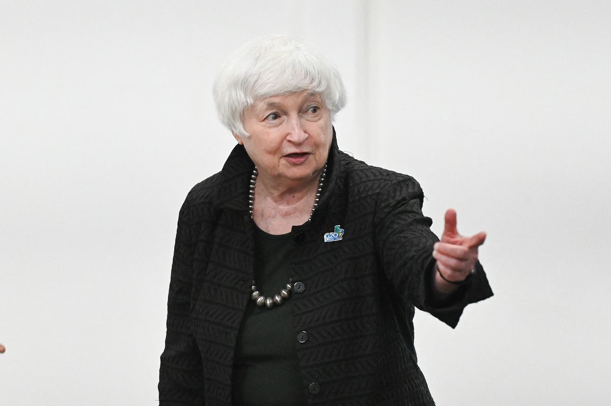 Janet Yellen, the Secretary of the American Treasury, is meeting with Finance Ministers and Presidents of Central Banks of the G20 member countries at the Biennial Pavilion of Ibirapuera Park in Sao Paulo, Brazil, on February 29, 2024. (Photo by Andre Ribeiro/Thenews2/NurPhoto) (Photo by Thenews2 / NurPhoto / NurPhoto via AFP)