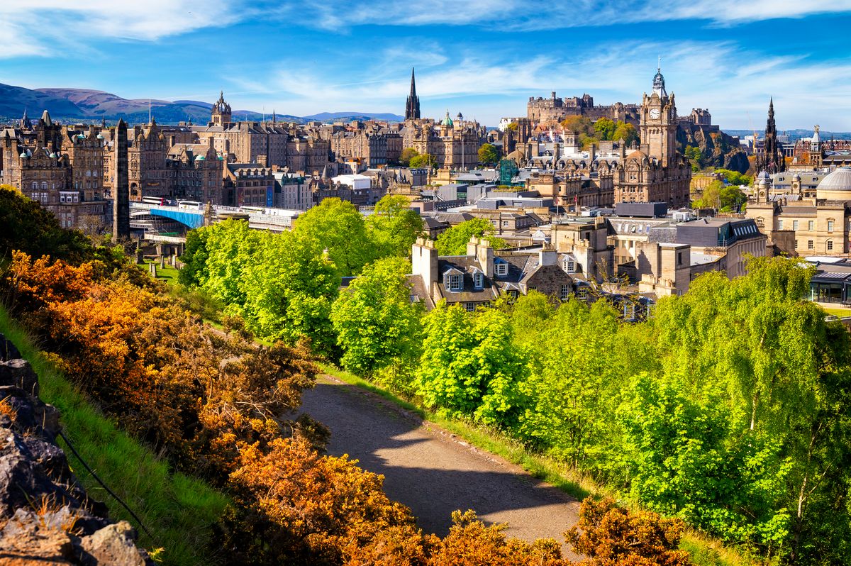 View over historic Edinburgh from Calton Hill, Scotland, UK, reklám