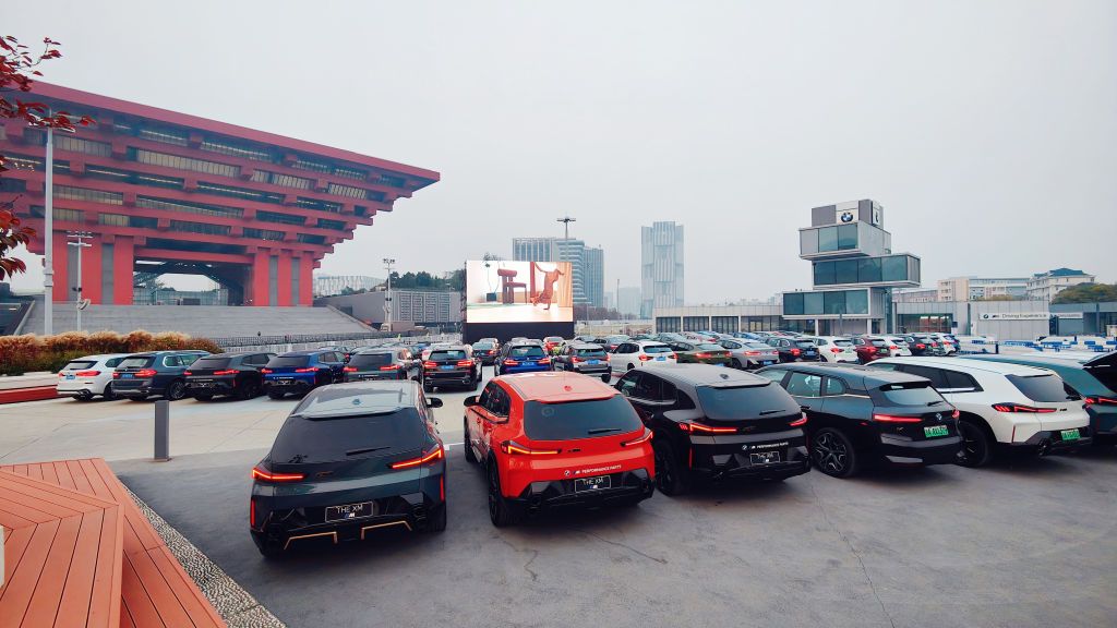 A drive-in cinema is being viewed at the BMW Experience Center in Shanghai, China, on November 23, 2023. (Photo by Costfoto/NurPhoto via Getty Images)
