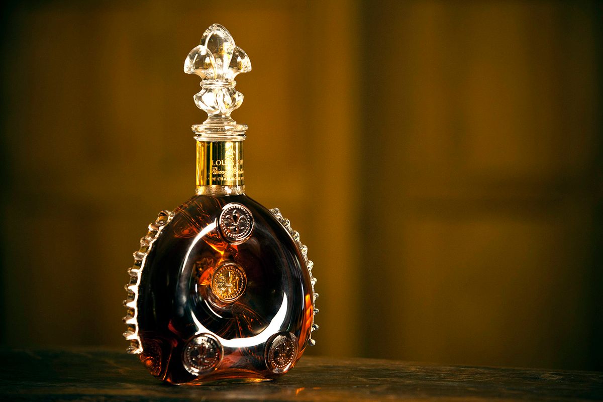 A bottle of Remy Martin Louis XIII Cognac is arranged for a photograph at the Remy Cointreau SA headquarters, in Cognac, France, on Thursday, May 31, 2012. France's second-biggest distiller said it expects to report a "substantial increase" in full-year results. Photographer: Balint Porneczi/Bloomberg via Getty Images