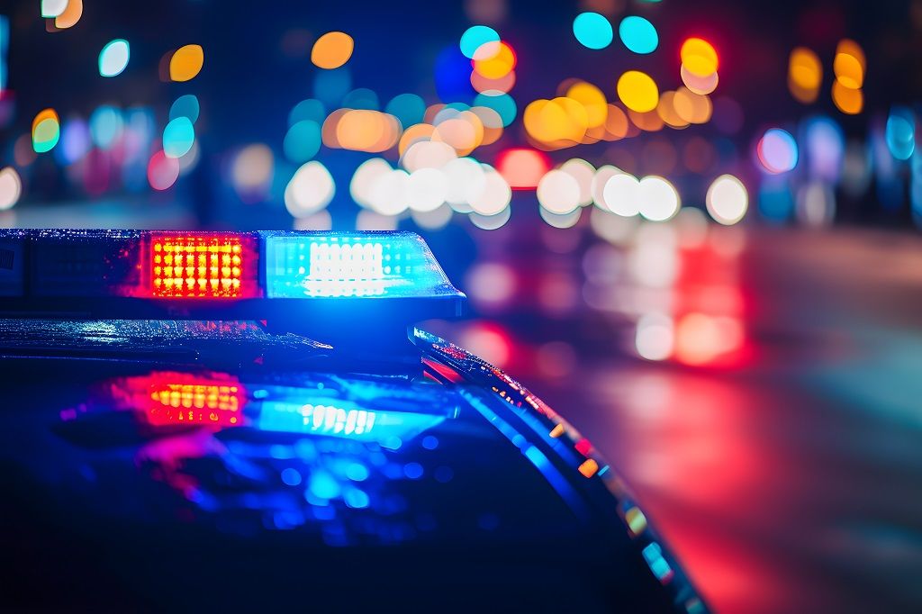 police car lights at night in city street with selective focus and bokeh
rendőrség, belvárosi razzia, BRFK
rendőr
lecsap
ellenőrzés
