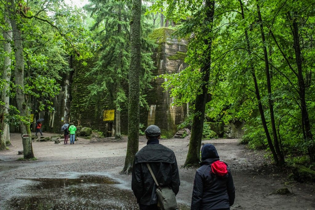 People walking at the Wolf's Lair remains are seen on 2 September 2017  in Gierloz , Poland. Wolf's Lair (ger. Wolfsschanze) ruins of Adolf Hilter's war headquarters is It’s a hidden town in the woods consisting of 200 buildings: shelters, barracks, 2 airports, a power station, a railway station, air-conditioners, water supplies, heat-generating plants and two teleprinters. (Photo by Michal Fludra/NurPhoto) (Photo by Michal Fludra / NurPhoto / NurPhoto via AFP)
Farkasverem