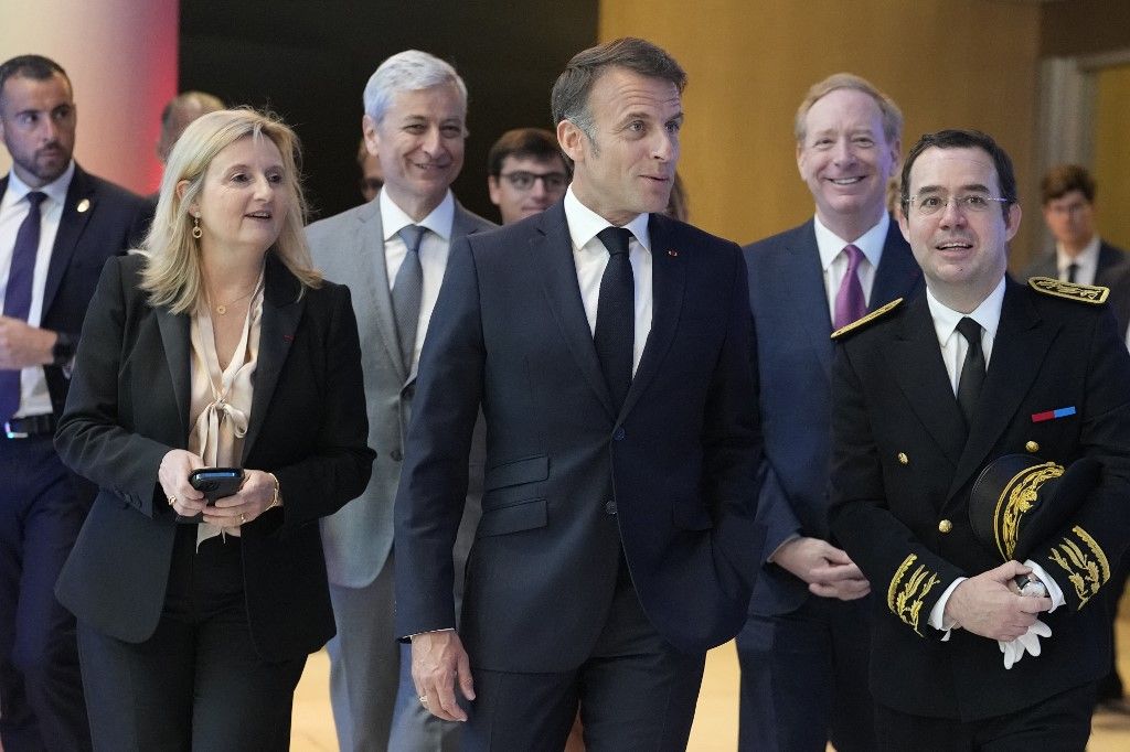 Macron, Emmanuel a Microsoft France-hoz érkezik
