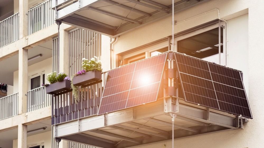 Solar,Panel,On,Balcony,Flat,Or,Apartment,Building.,Solar,Modern