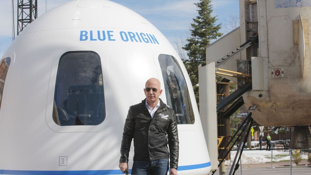 Amazon Chief Executive Officer Jeff Bezos Introduces The Blue Origin New Shepard System