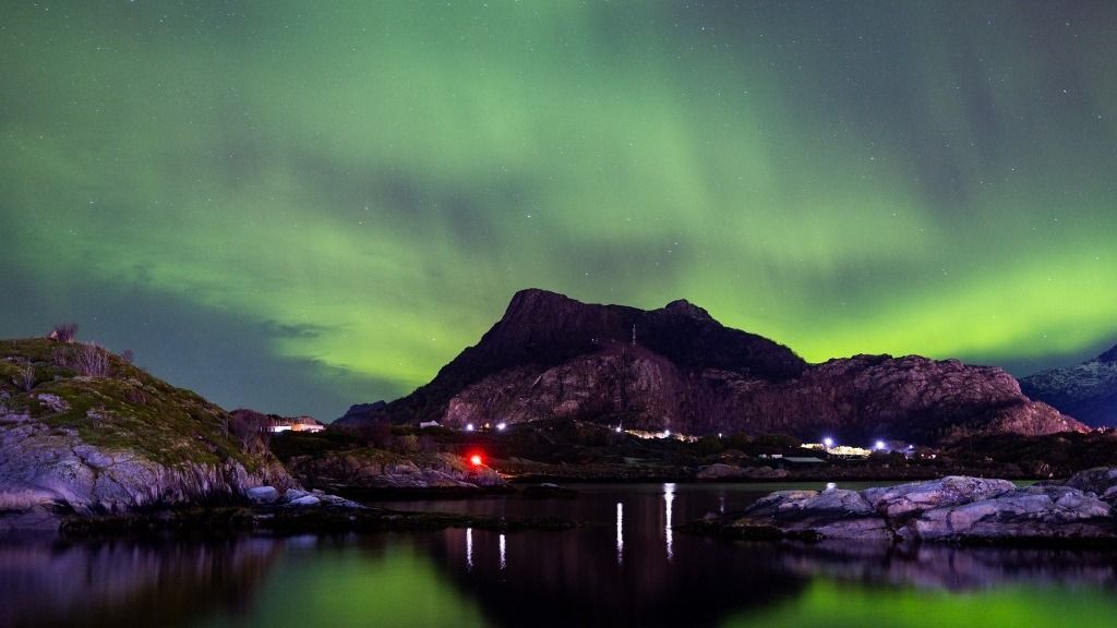 The Northern Lights Appear In The Sky Over Svolvaer