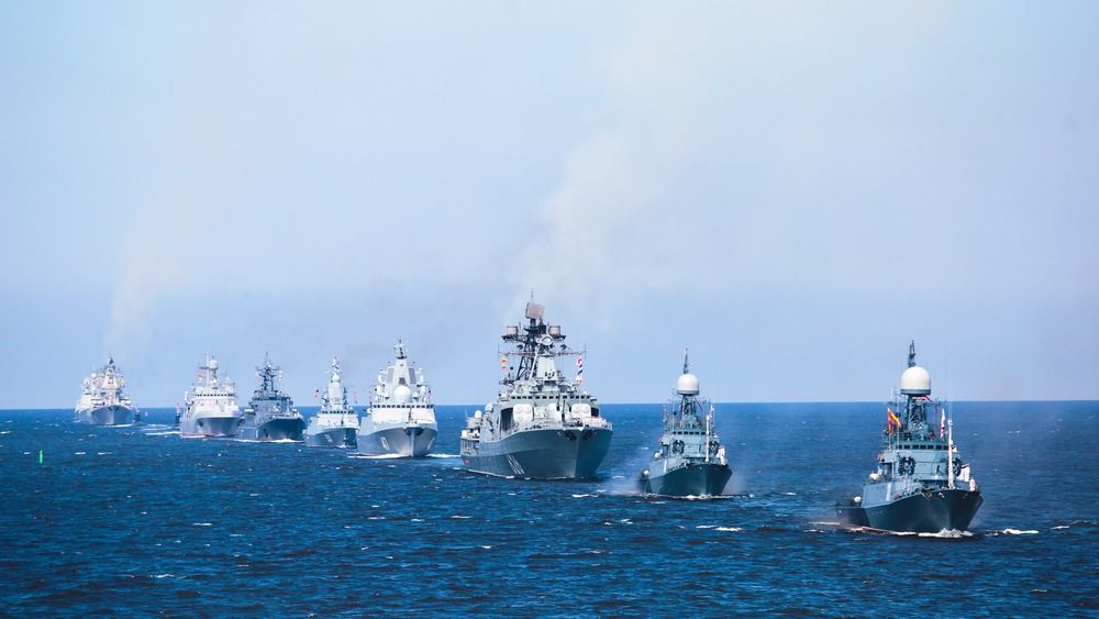 A,Line,Of,Modern,Russian,Military,Naval,Battleships,Warships,In