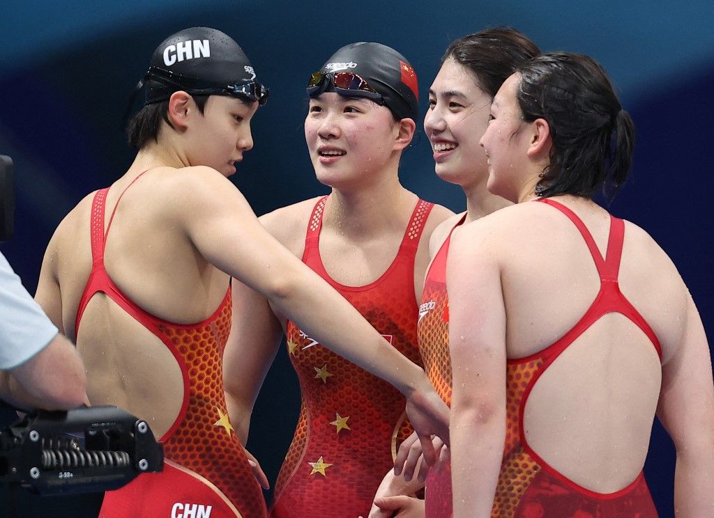 Chinese team members exult after winning the women's 4x freestyle Relay at Tokyo Aquatics Centre in Koto Ward  in Tokyo on July 29, 2021. China captured  the gold medal with the world record time of 7:40.33.  ( The Yomiuri Shimbun ) (Photo by Tetsu Joko / Yomiuri / Travis Tygart attól tart, hogy a doppingbotrány megismétlődhet az idei párizsi olimpiai játékokon is.

 The Yomiuri Shimbun via AFP)
Travis Tygart attól tart, hogy a doppingbotrány megismétlődhet az idei párizsi olimpiai játékokon is.