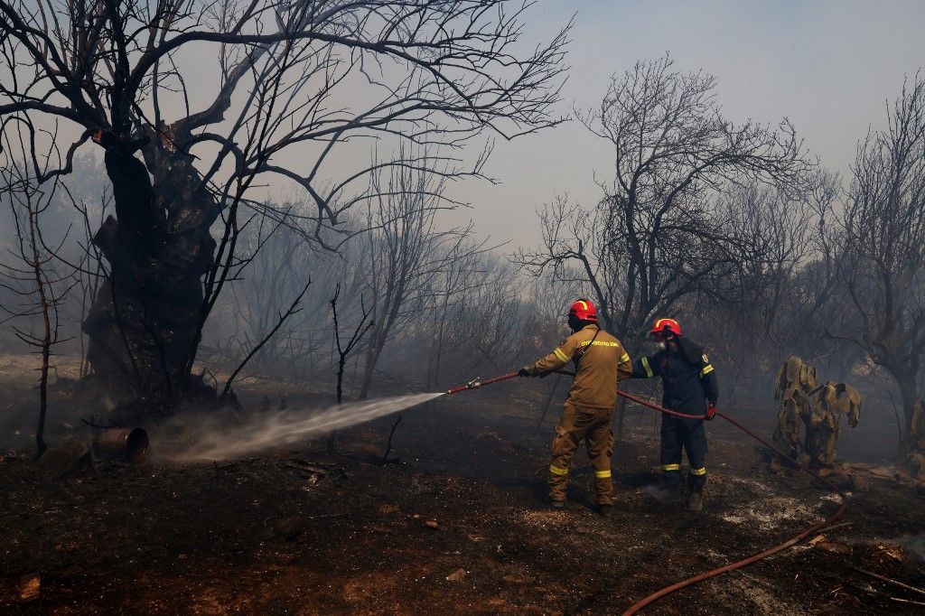 Fire breaks out in Greece's Koropi, erdőtűz
