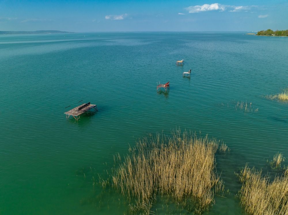 Hungary,-,Lake,Balaton,Beach,Textures,With,Boats,With,Reeds