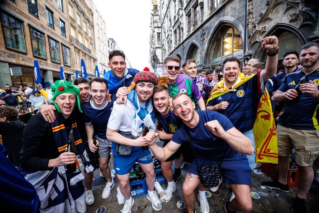 Euro 2024 - Scottish fans on Munich's Marienplatz
