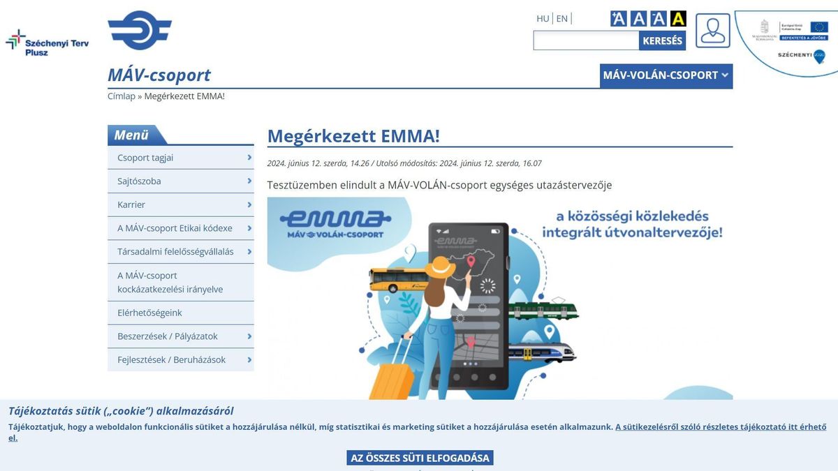 Érkezik a MÁV új utazástervező alkalmazása, az Emma