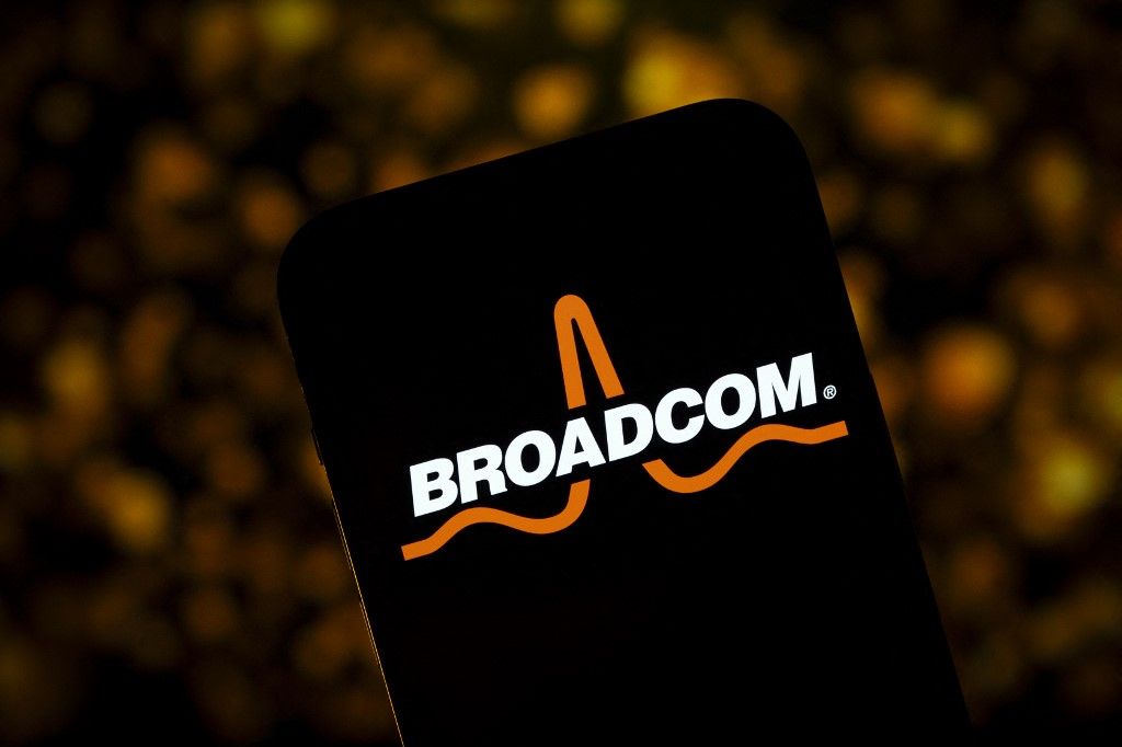 The Broadcom logo is seen in this illustrtion photo taken in Warsaw, Poland on 21 November, 2023. (Photo by Jaap Arriens/NurPhoto) (Photo by Jaap Arriens / NurPhoto / NurPhoto via AFP)