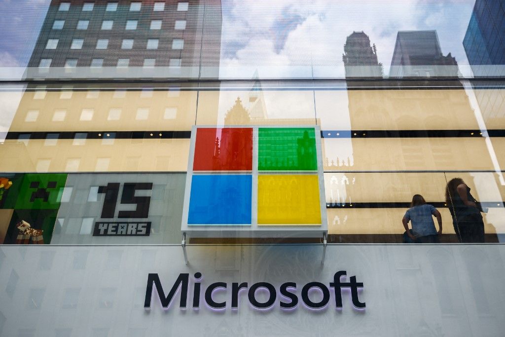 Microsoft logo is seen on a store in Manhattan, New York City, United States of America on July 6th, 2024. (Photo by Beata Zawrzel/NurPhoto) (Photo by Beata Zawrzel / NurPhoto / NurPhoto via AFP), leállás