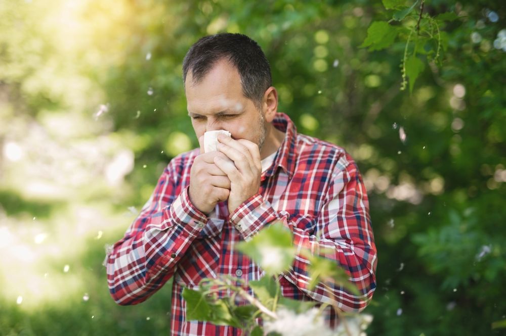 allergiások, A,White,European,Man,Sneezes,And,Blows,His,Nose,Into