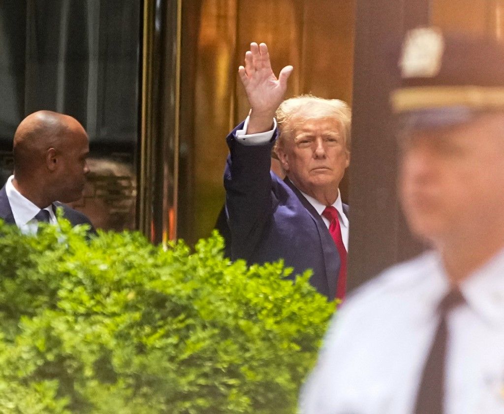 Former president Donald Trump is making a statement after the guilty verdict at Trump Tower in New York City, USA, on May 31, 2024. (Photo by John Nacion/NurPhoto) (Photo by John Nacion / NurPhoto / NurPhoto via AFP)