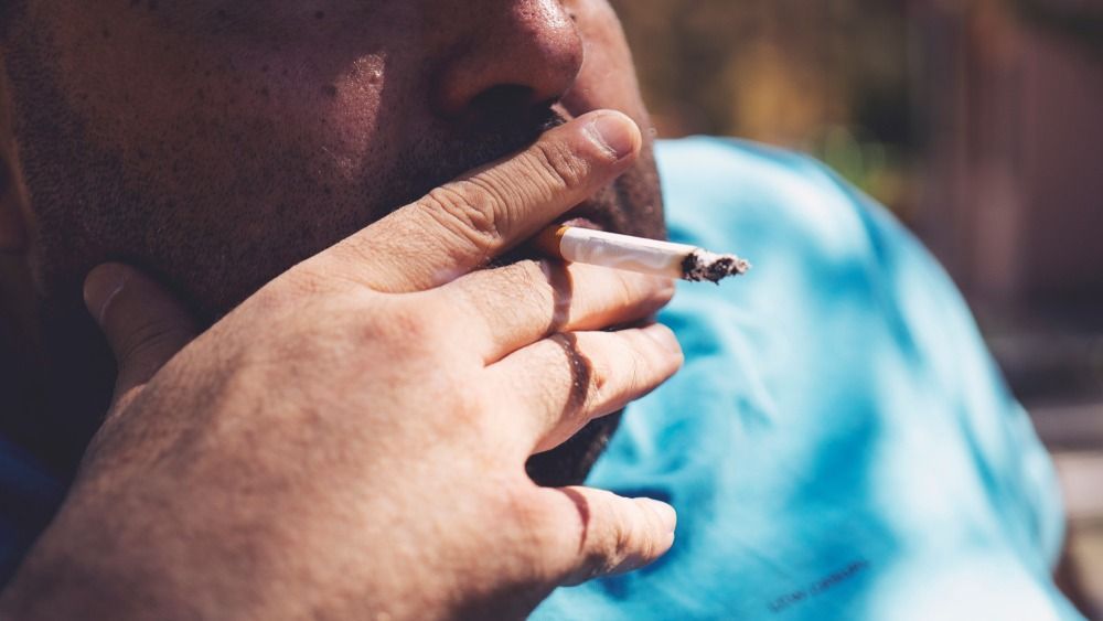 Fat,Man,Smoking,Cigarette,Outdoor,Close,Up