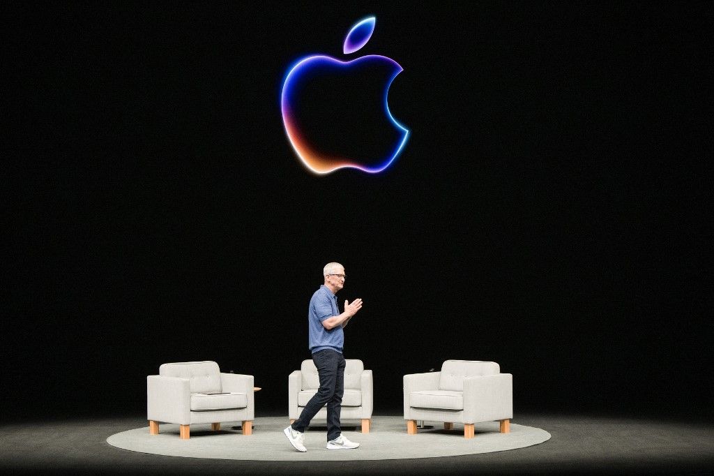 Apple CEO Tim Cook speaks during Apple's annual Worldwide Developers Conference (WDC) in Cupertino, California on June 10, 2024. (Photo by Nic Coury / AFP)
iPhone