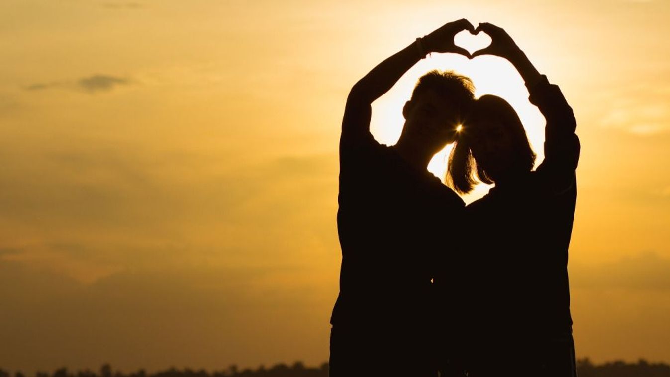 The,Silhouette,Of,A,Man,And,Woman,Showing,Love,At