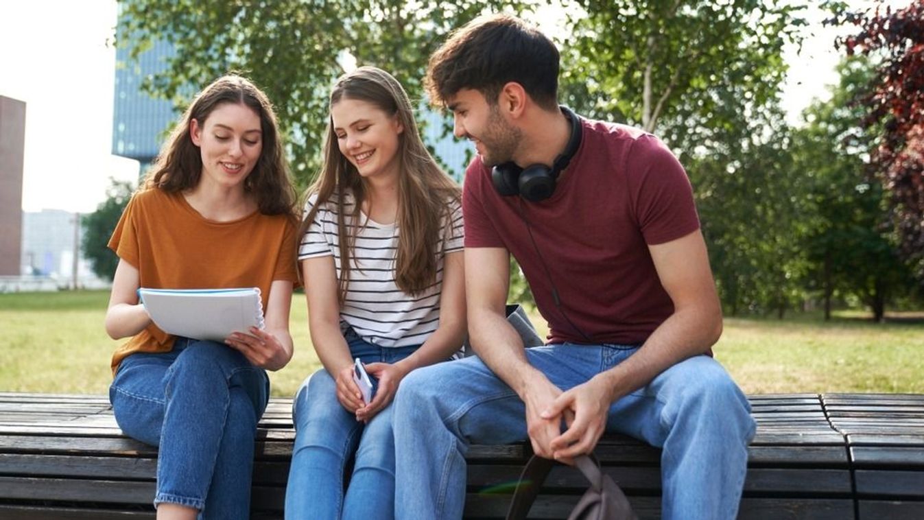 Group,Of,Caucasian,Students,Studying,Outside,The,University,Campus