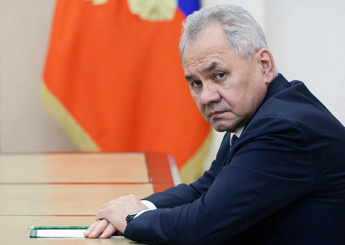 In this pool photograph distributed by Russia's state agency Sputnik, Security Council Secretary Sergei Shoigu attends a meeting on the development of the country's military industrial complex chaired by Russian President, at the Kremlin in Moscow on May 15, 2024. (Photo by Vyacheslav Prokofyev / POOL / AFP)