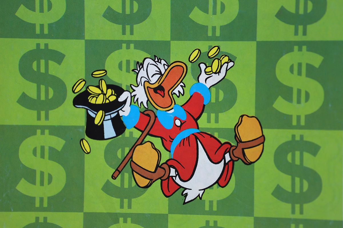 Disney's,Scrooge,Mcduck.,Magazine,Poster.,Dollar,Symbol.,Coins.,Very,Rich