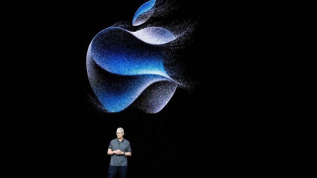 Tim Cook, chief executive officer of Apple Inc., speaks during a launch event for the new Apple iPhone 15 at Apple Park in Cupertino, California, on September 12, 2023. (Photo by Nic Coury / AFP)