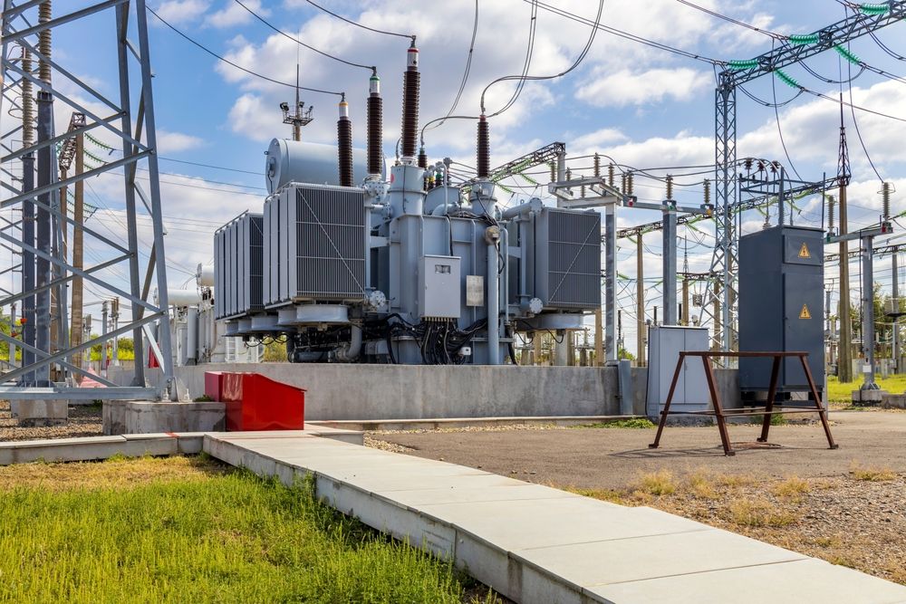 Three-phase,High-voltage,Transformer,Of,High,Electrical,Power,At,A,Substation