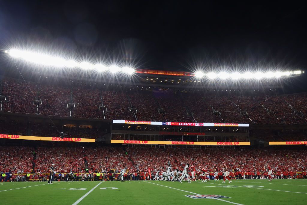 KANSAS CITY, MISSOURI - SEPTEMBER 05: General view of action between the Kansas City Chiefs and the Baltimore Ravens during the third quarter at GEHA Field at Arrowhead Stadium on September 05, 2024 in Kansas City, Missouri. (Photo by Christian Petersen/Getty Images)