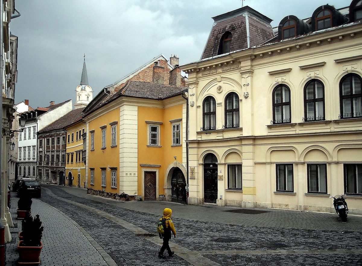 Sopron
A Szent György utca részlete eső után. Az óvárosi utca enyhe íve a városfal vonalát követi. Nevét 1453-ban kapta az itt elhelyezkedő Szent György Dómtemplom után. Érdekessége, hogy hazánkban ez az egyetlen magas házakkal beépített barokk utca.