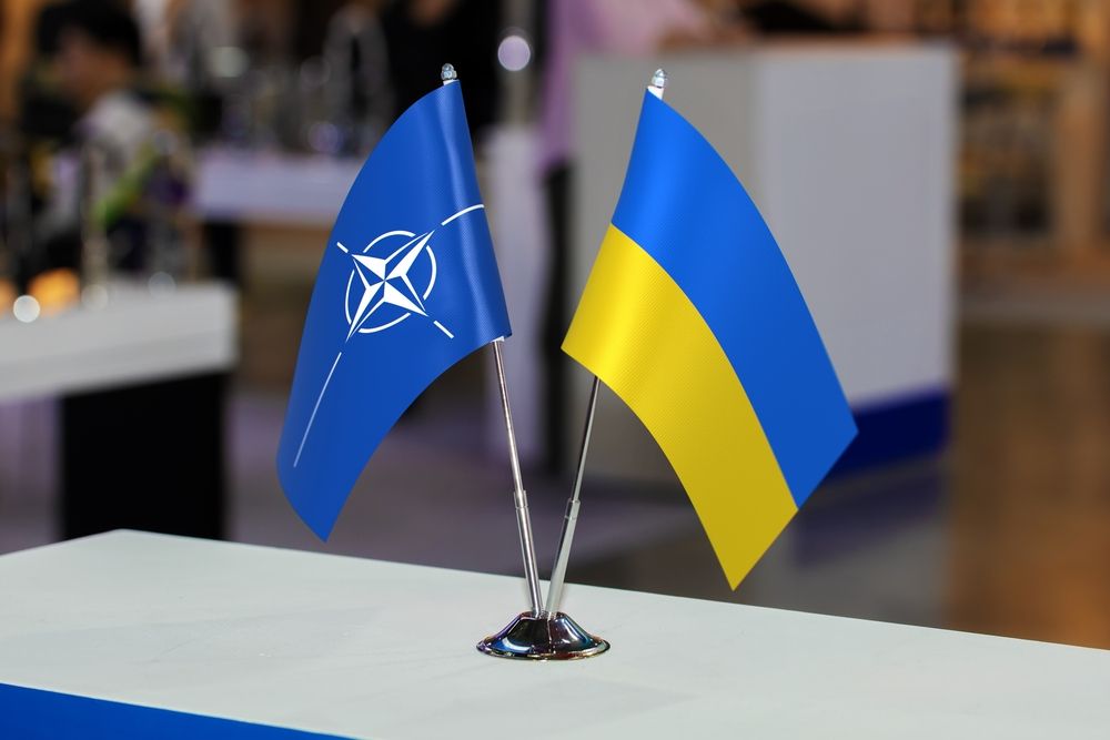 Flags,Of,Nato,And,Ukraine,Together.,Symbol,Of,Cooperation,Between