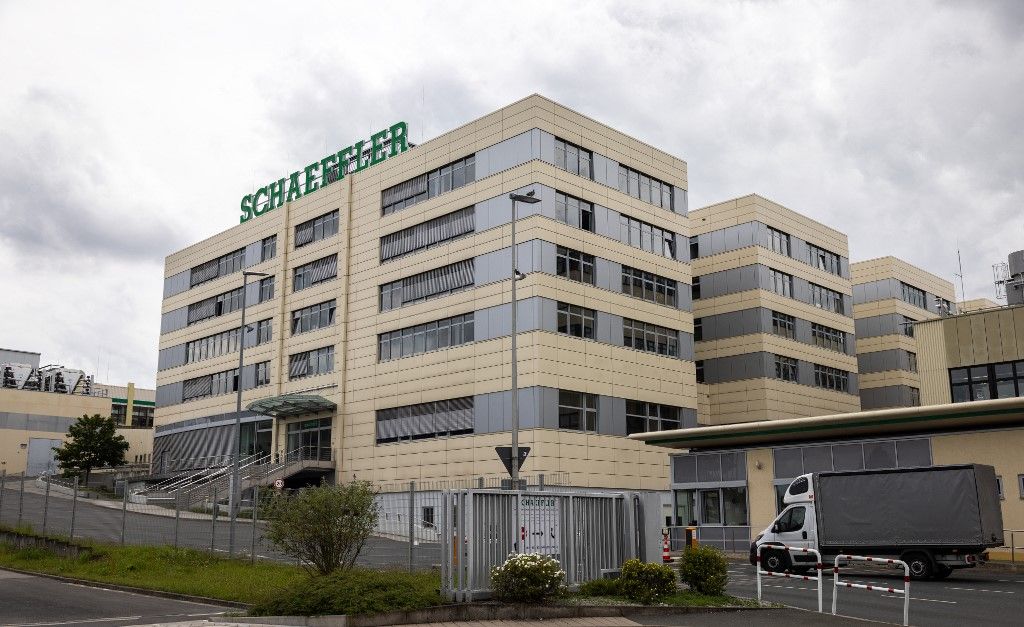 Schaeffler headquarters in Herzogenaurach
03 July 2024, Bavaria, Herzogenaurach: The lettering "Schaeffler" on the roof of a building at the headquarters of the automotive and industrial supplier. Photo: Christian Charisius/dpa (Photo by CHRISTIAN CHARISIUS / DPA / dpa Picture-Alliance via AFP)