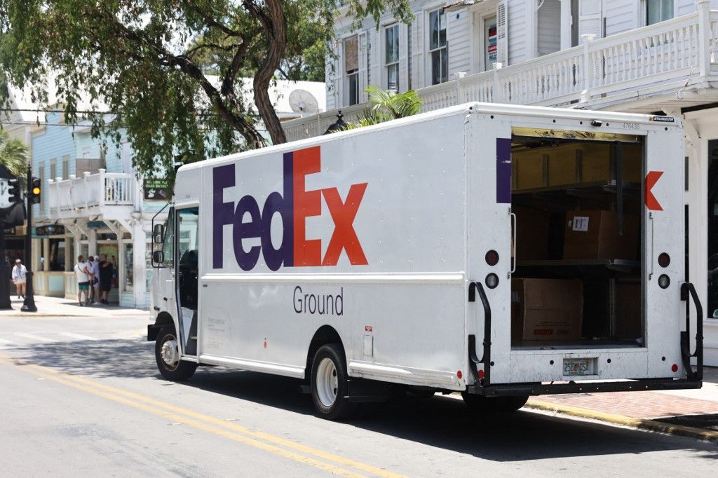 Florida Economy
FedEx truck is seen in Key West, United States on May 7, 2024. (Photo by Jakub Porzycki/NurPhoto) (Photo by Jakub Porzycki / NurPhoto / NurPhoto via AFP)