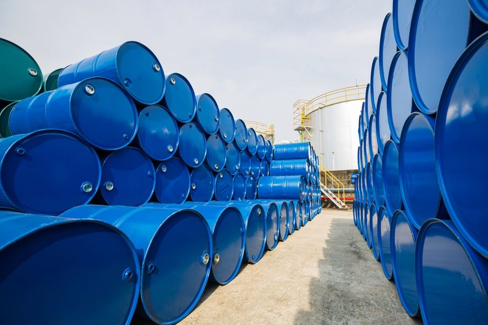 Oil,Barrels,Blue,Or,Chemical,Drums,Horizontal,Stacked,Up