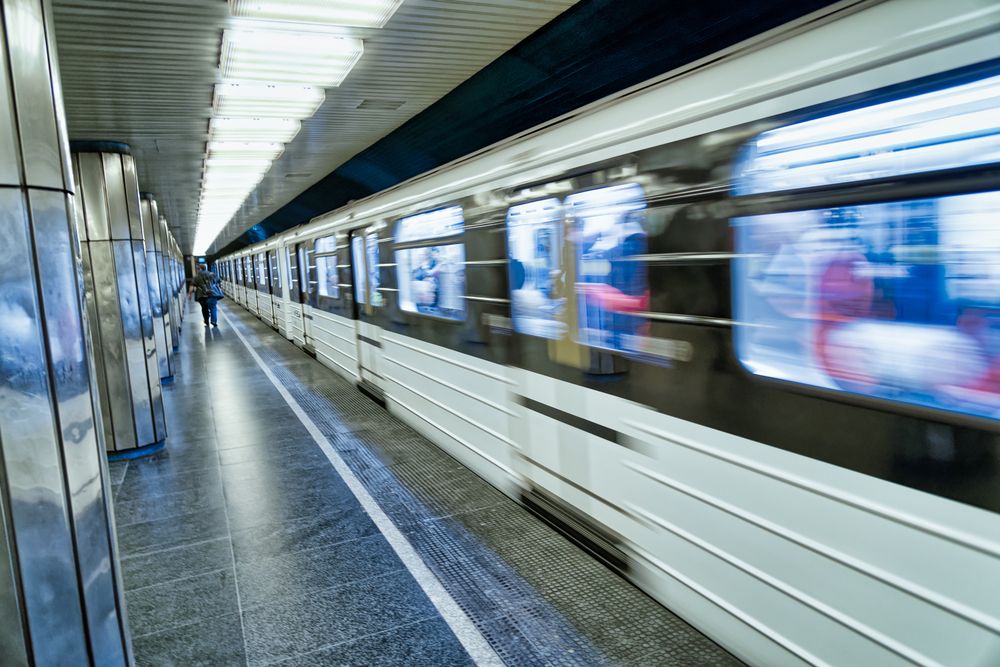 Budapest,Subway,Train,Speeding,Up,In,The,Station.,Transportation,Concept.