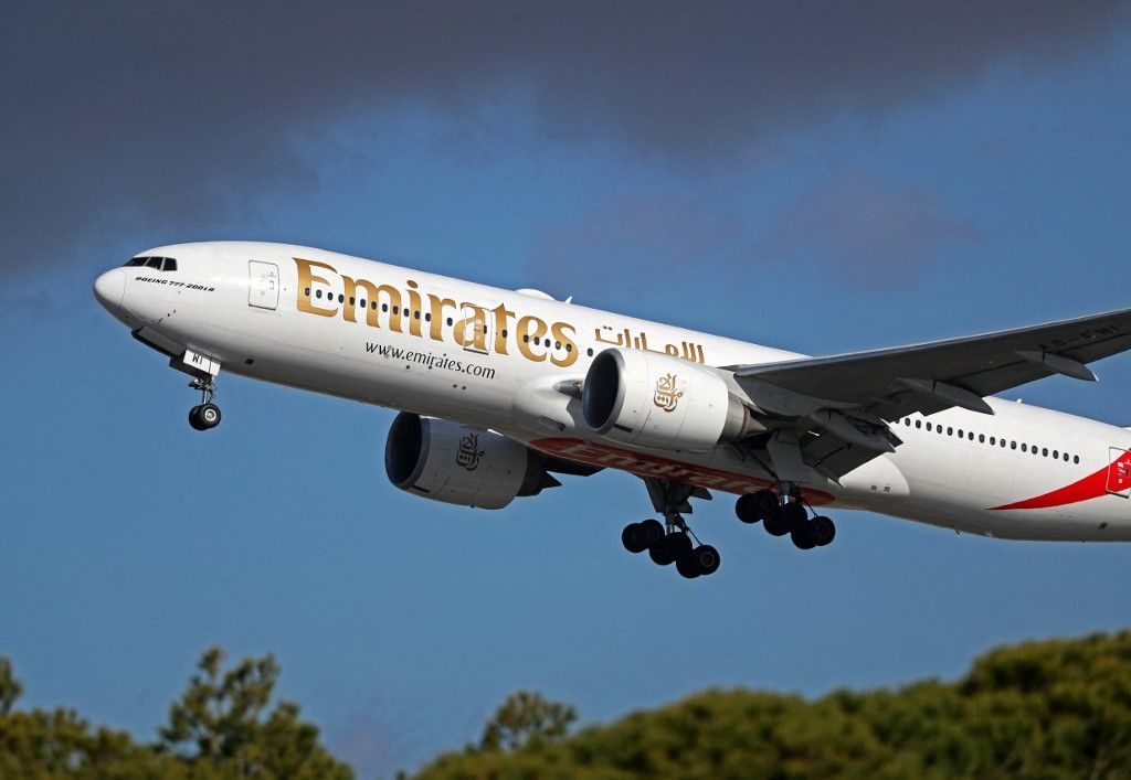 Aircraft Taking Off
An Emirates Airways Boeing 777-21H(LR) is taking off from Barcelona Airport in Barcelona, Spain, on February 23, 2024. (Photo by Urbanandsport/NurPhoto) (Photo by Urbanandsport / NurPhoto / NurPhoto via AFP) Boeing