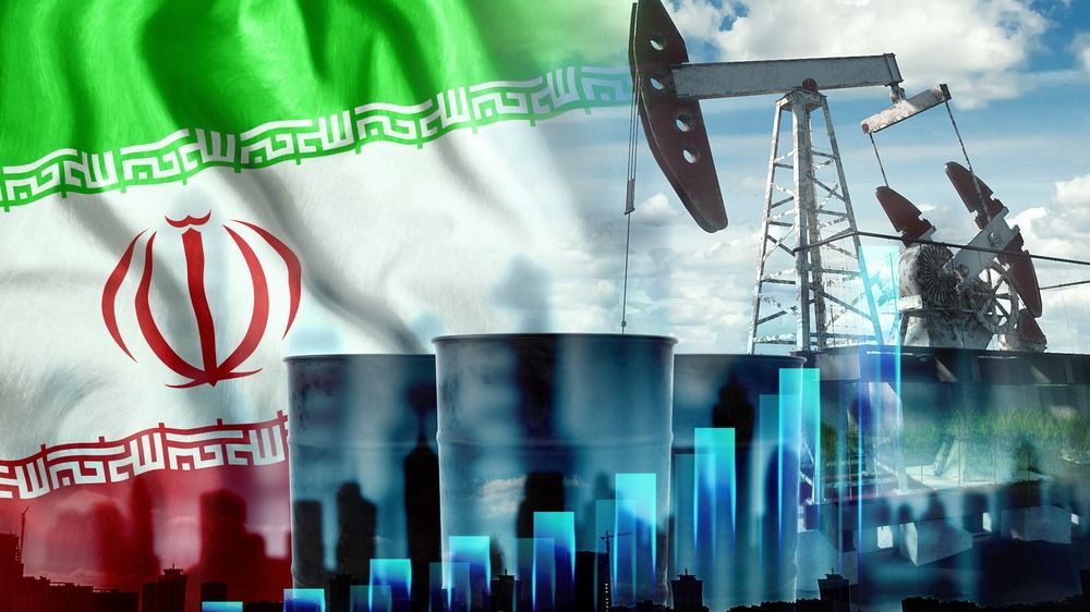 Image,Of,The,Iranian,Flag,,Oil,Pump,Rig,And,Barrels irán szankció