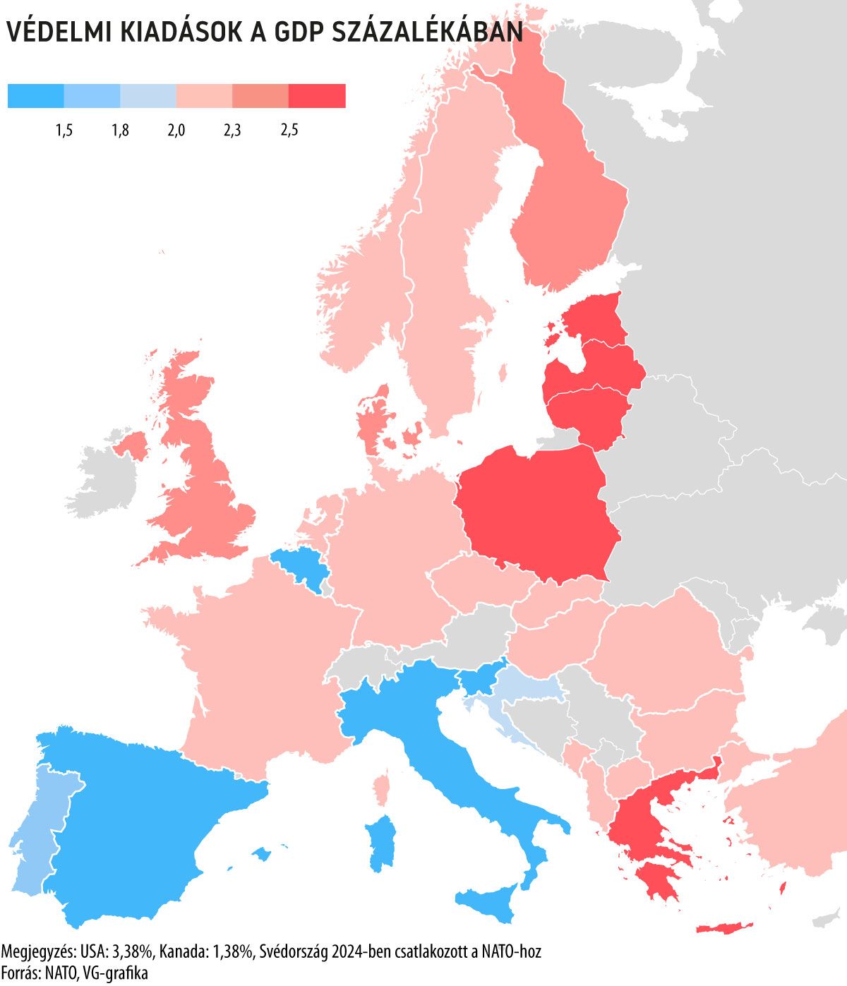 Védelmi kiadások a GDP százalékában 